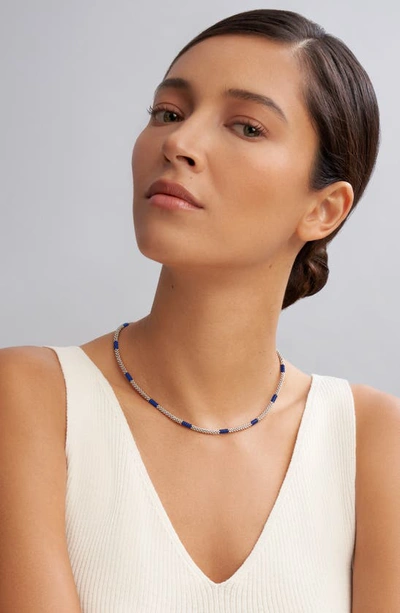 Lagos Blue Caviar Ceramic Station Necklace In Blue