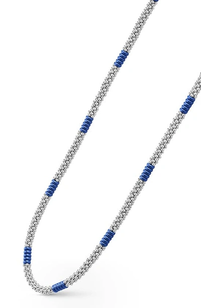 Lagos Blue Caviar Ceramic Station Necklace In Blue