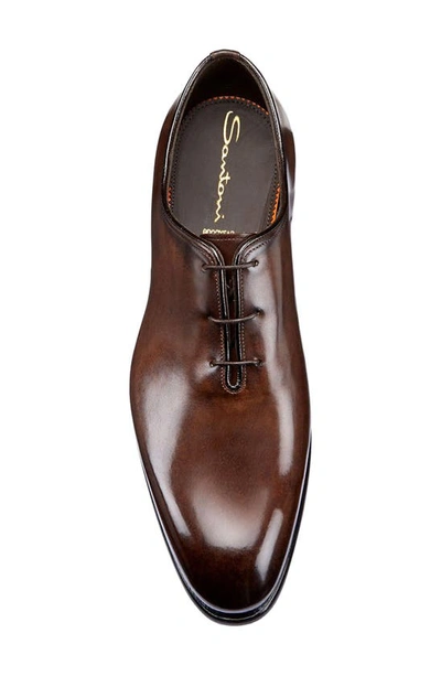 Shop Santoni People Plain Toe Oxford In Dark Brown-t50