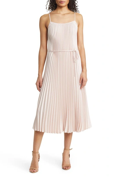 Shop Sam Edelman Hammered Satin Plissé Dress In Blush