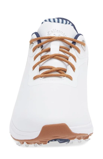 Shop Callaway Golf Coronado V2 Waterproof Golf Sneaker In White / Navy