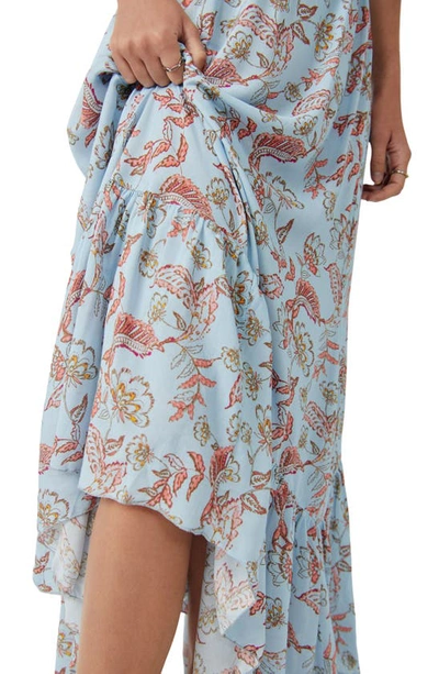 Shop Free People Heat Wave Floral Print High/low Dress In Robins Egg Combo