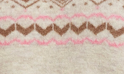 Shop Vero Moda Curve Fifi Fair Isle Crewneck Sweater In Birch W Aztec Hot Pink