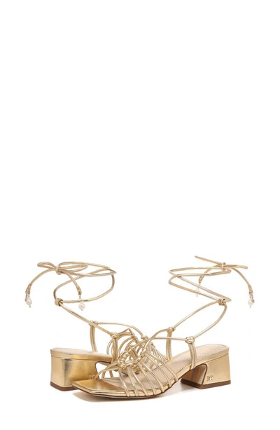 Shop Sam Edelman Westley Ankle Wrap Sandal In Amber Gold