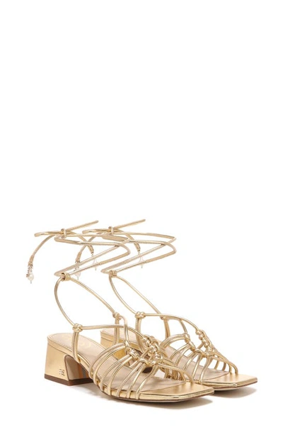 Shop Sam Edelman Westley Ankle Wrap Sandal In Amber Gold