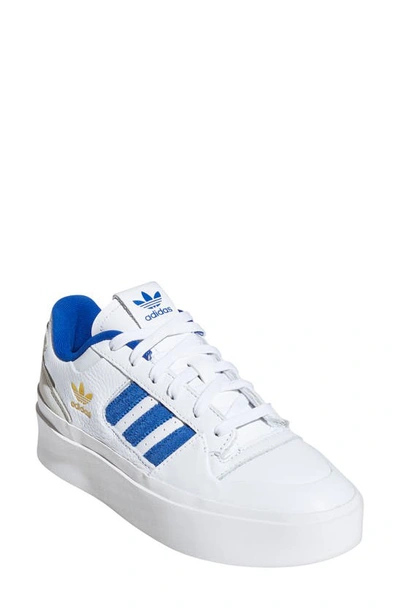 Adidas Originals Forum Bonega Shoes In White/ Blue/ Gold Met.