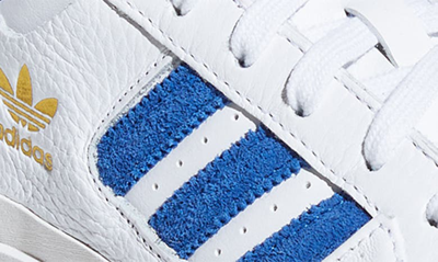 Adidas Originals Forum Bonega Shoes In White/ Blue/ Gold Met.