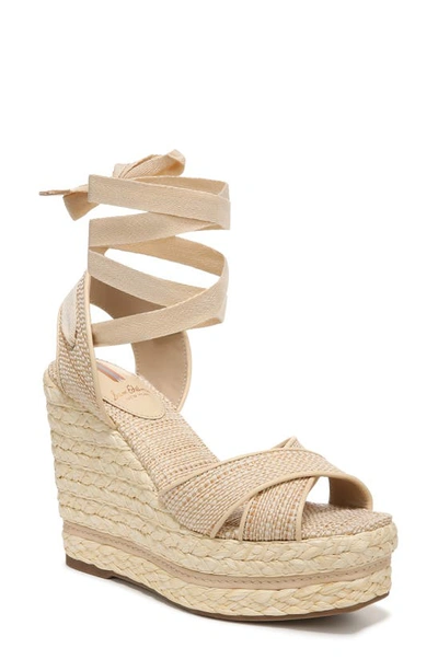 Shop Sam Edelman Vaughn Ankle Wrap Espadrille Platform Wedge Sandal In Natural