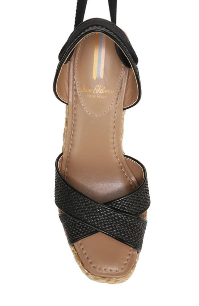 Shop Sam Edelman Vaughn Ankle Wrap Espadrille Platform Wedge Sandal In Black
