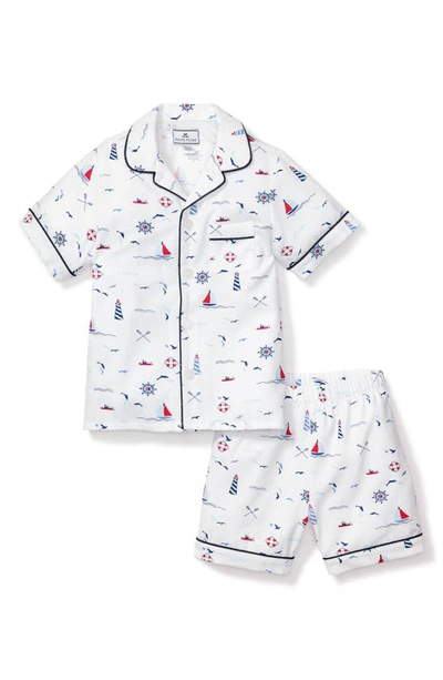 Shop Petite Plume Kids' Sail Away Two-piece Short Pajamas In White