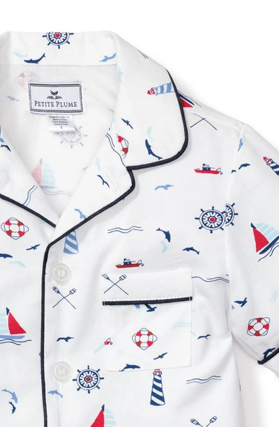 Shop Petite Plume Kids' Sail Away Two-piece Short Pajamas In White