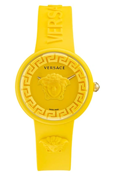 Shop Versace Medusa Pop Silicone Watch, 39mm In Yellow