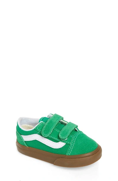 Shop Vans Kids' Old Skool V Sneaker In Gum Green