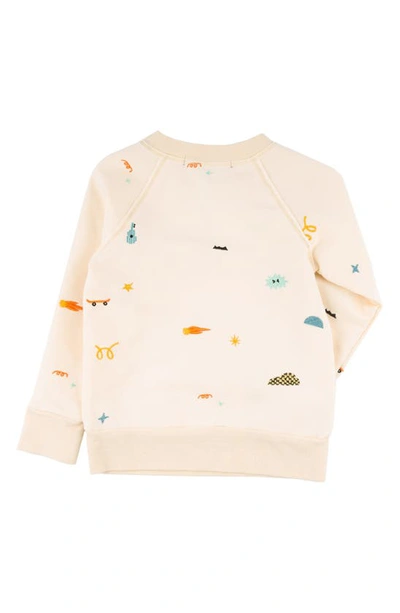 Shop Miki Miette Kids' Iggy Rock 'n' Roll Embroidered Sweatshirt In Cream