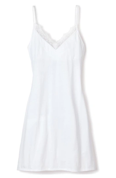 Shop Petite Plume Lace Trim Cotton Jersey Nightgown In White