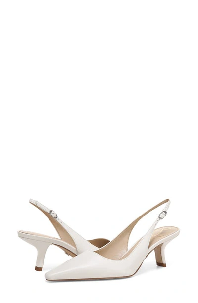 Sam Edelman Women's Bianka Pointed Toe Slingback Kitten Heel Pumps In Bright White