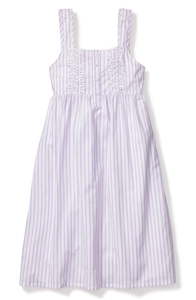 Shop Petite Plume French Ticking Stripe Cotton Nightgown In Purple