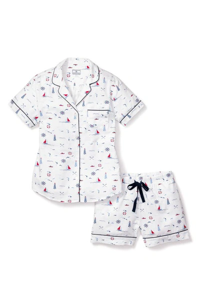 Shop Petite Plume Sail Away Cotton Short Pajamas In White