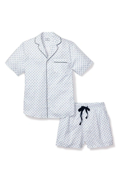Shop Petite Plume Bicyclette Woven Cotton Short Pajamas In Blue