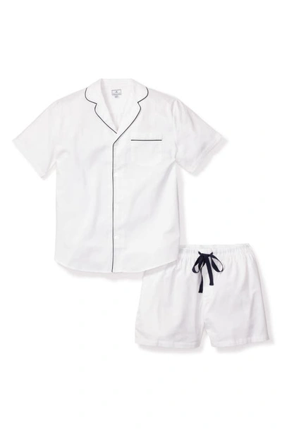 Shop Petite Plume Contrast Piping Cotton Short Pajamas In White