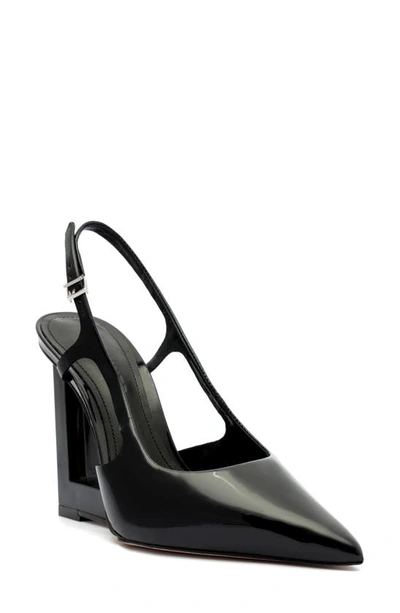 Shop Schutz Filipa Slingback Pointed Toe Wedge Pump In Black
