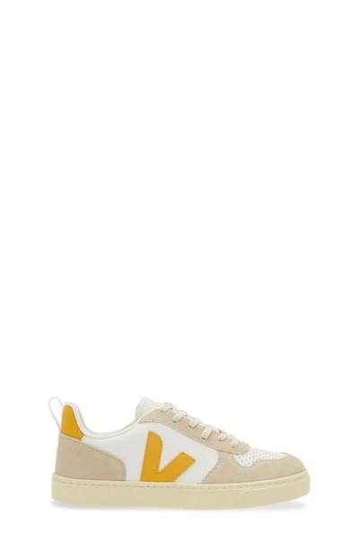 Shop Veja Kids' V-10 Sneaker In Extra-white Ouro Almond
