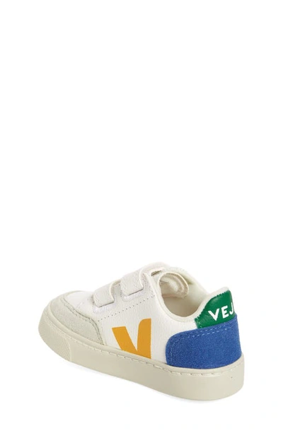 Shop Veja Kids' V-12 Sneaker In Extra-white Multico-indigo