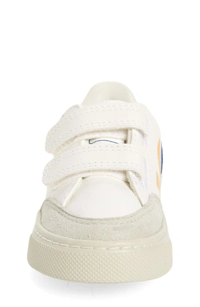 Shop Veja Kids' V-12 Sneaker In Extra-white Multico-indigo