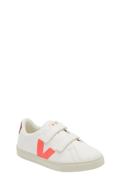 Shop Veja Kids' Esplar Sneaker In Extra-white Rose-fluo Marsala