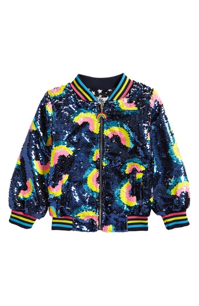 Shop Lola & The Boys Kids' Rainbow Sequin Bomber Jacket In Multi