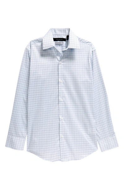 Shop Andrew Marc Kids' Plaid Dress Shirt In White/ Blue