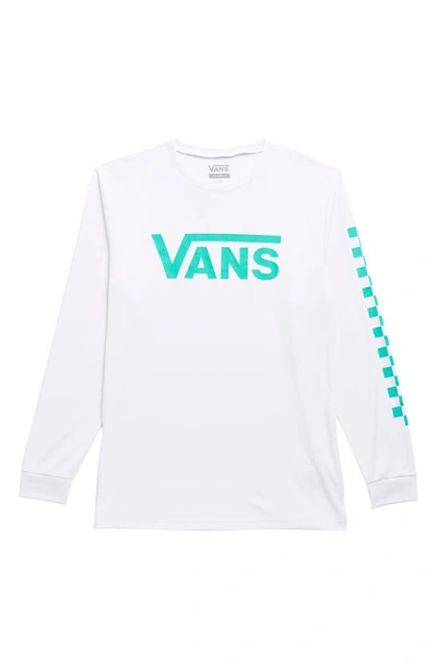 Shop Vans Kids' Classic Checker Rashguard In White/ Waterfall