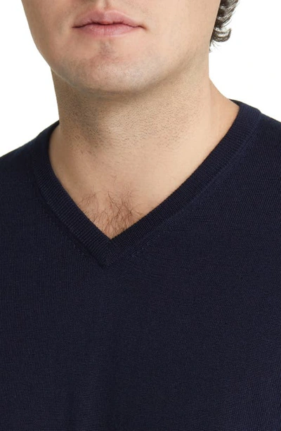 Shop Peter Millar Autumn Crest V-neck Merino Wool Blend Sweater In Navy