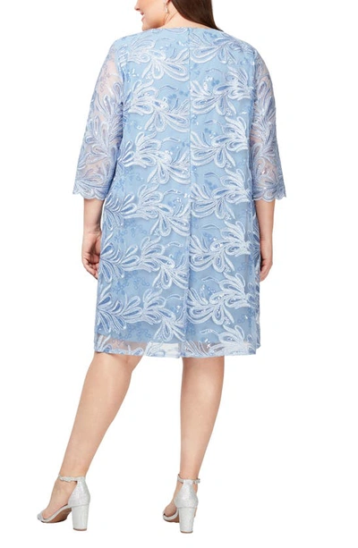 Shop Alex Evenings Embroidered Mock Jacket Cocktail Dress In Periwinkle