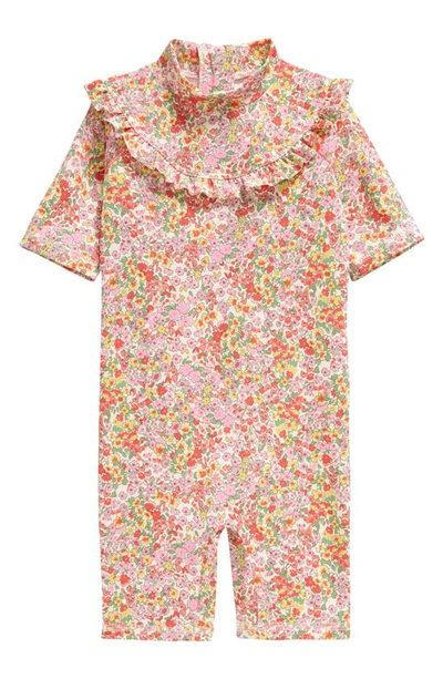 Shop Mini Boden Kids' Frilly Floral Rashguard Swimsuit In Multi Spring Floral
