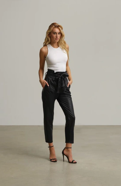 Shop Commando Paperbag Waist Faux Leather Crop Pants In Black