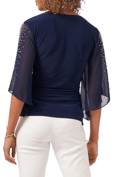 Chaus Embellished Split Sleeve Surplice Blouse In Jbs Navy