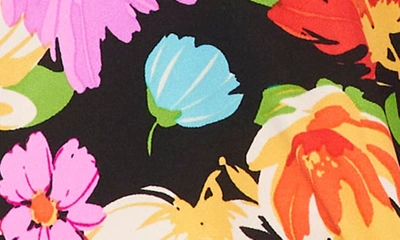 Chaus Floral V-neck Tie Front Top In Black