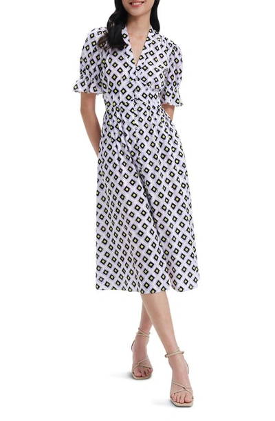 Shop Diane Von Furstenberg Erica Button Front Cotton Midi Dress In Pint Cube Lg Orchid