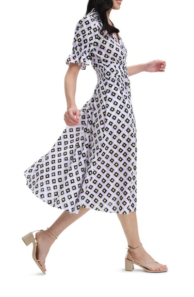 Shop Diane Von Furstenberg Erica Button Front Cotton Midi Dress In Pint Cube Lg Orchid