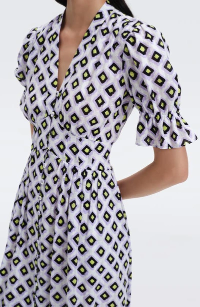 Shop Diane Von Furstenberg Erica Button Front Cotton Midi Dress In Pint Cube Lg Orchid