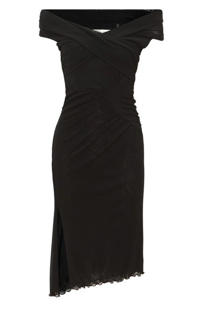 Shop Diane Von Furstenberg Lovinia Off The Shoulder Mesh Dress In Black