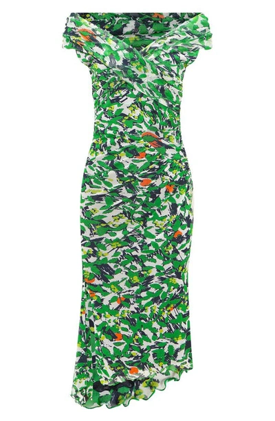 Shop Diane Von Furstenberg Lovinia Floral Print Off The Shoulder Maxi Dress In Scri Garden White