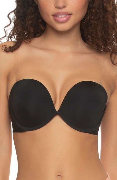 Shop Felina Evolve Underwire Convertible Strapless Push-up Plunge Bra In Black