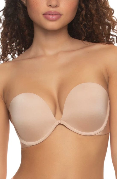 Shop Felina Evolve Underwire Convertible Strapless Push-up Plunge Bra In Warm Neutral