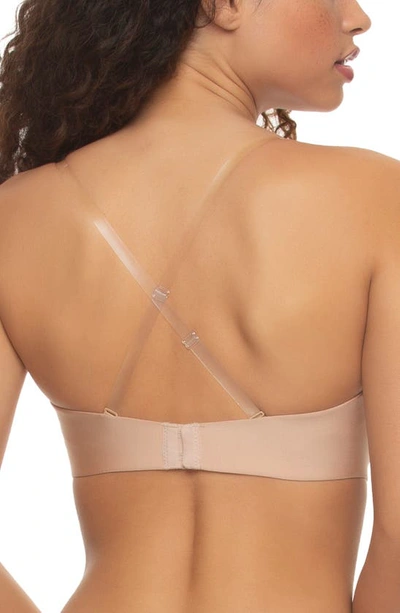 Shop Felina Evolve Underwire Convertible Strapless Push-up Plunge Bra In Warm Neutral