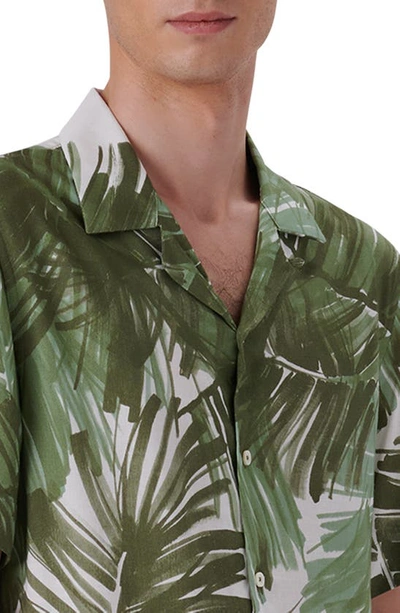Shop Bugatchi Shaped Fit Print Short Sleeve Button-up Shirt In Cactus