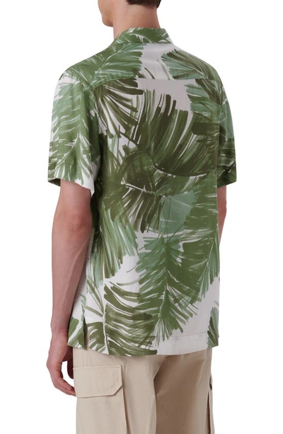 Shop Bugatchi Shaped Fit Print Short Sleeve Button-up Shirt In Cactus