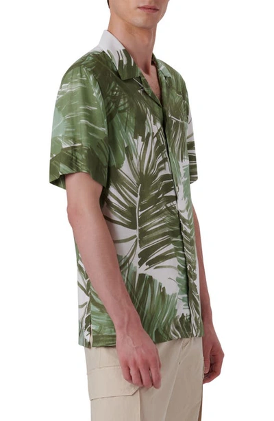 Shop Bugatchi Shaped Fit Print Short Sleeve Button-up Shirt In Cactus