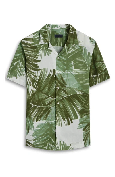 Shop Bugatchi Shaped Fit Print Short Sleeve Button-up Shirt In Cactus